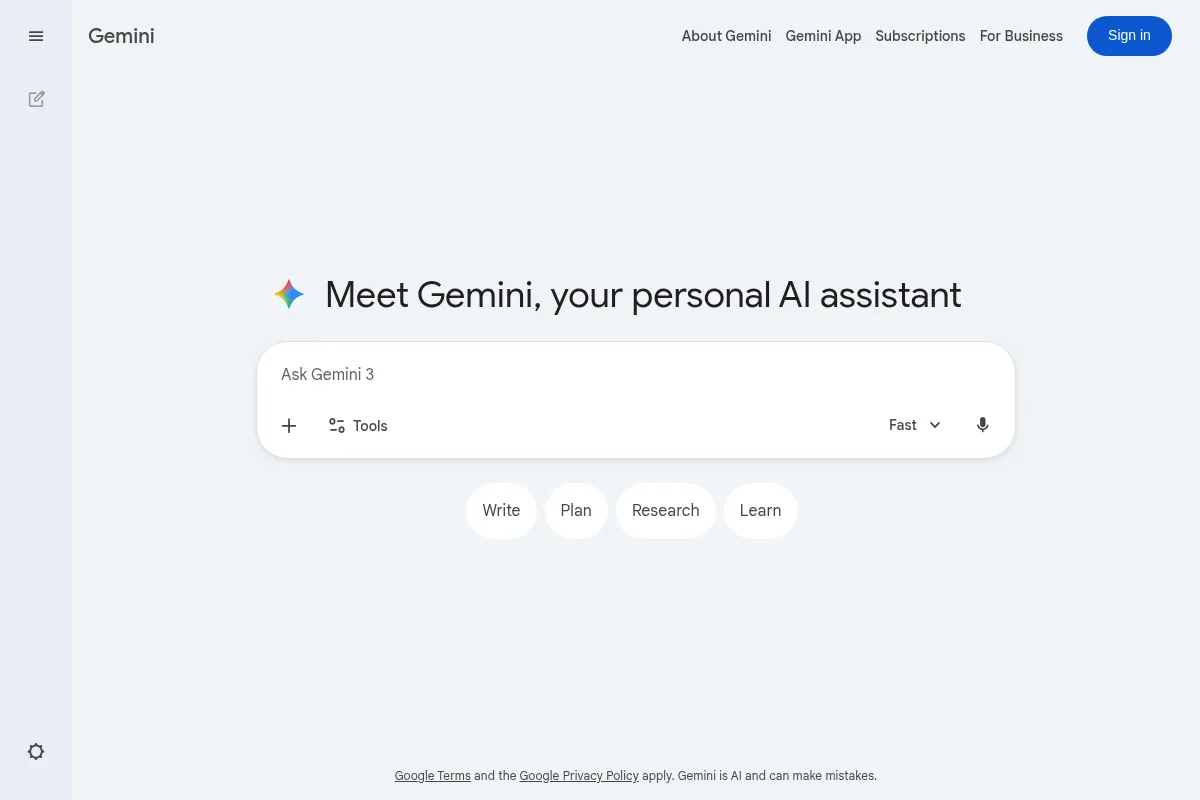 Gemini website preview