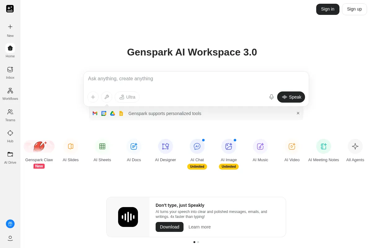 Genspark website preview