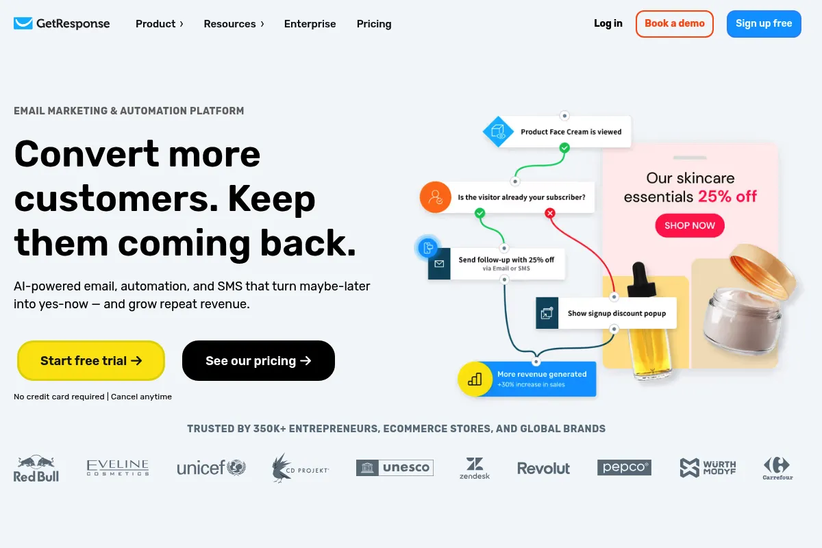 GetResponse website preview