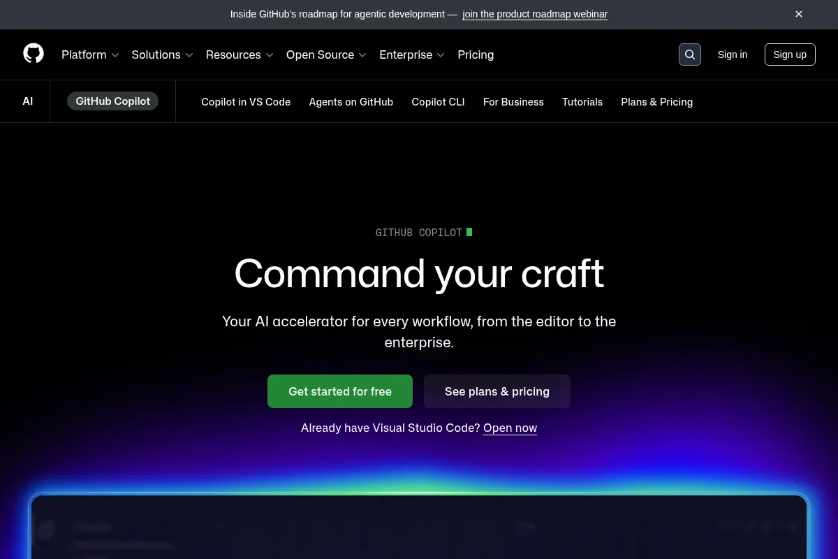 GitHub Copilot website preview