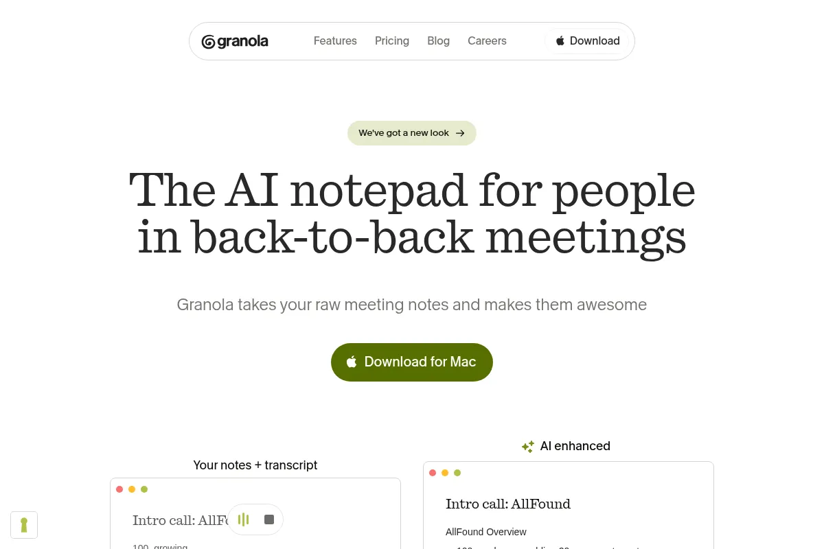 Granola website preview