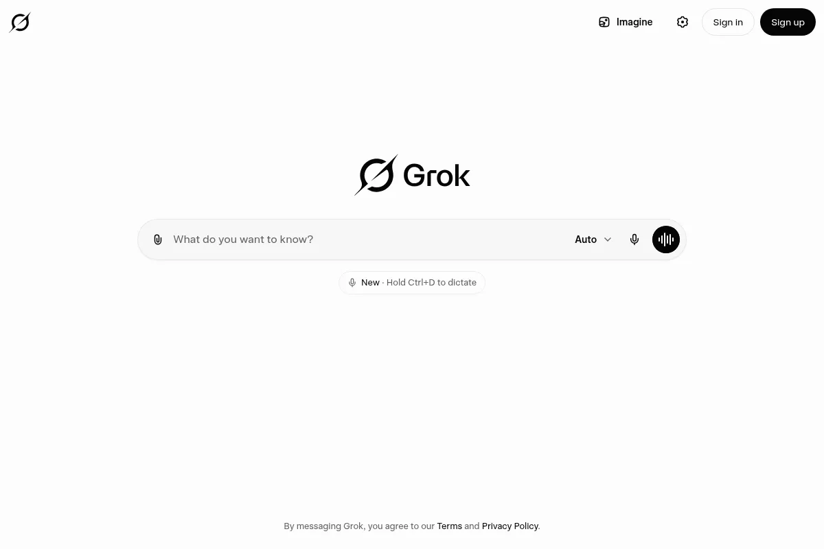 Grok website preview