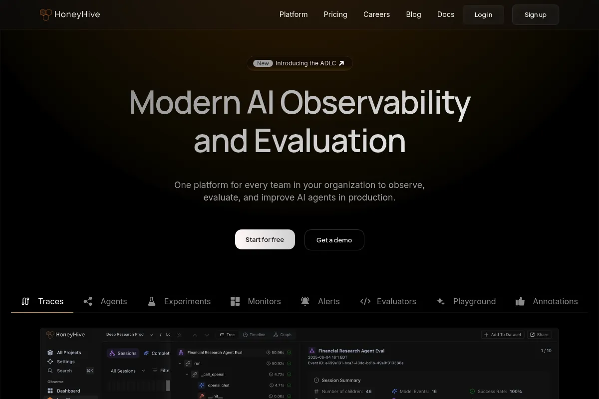 HoneyHive website preview
