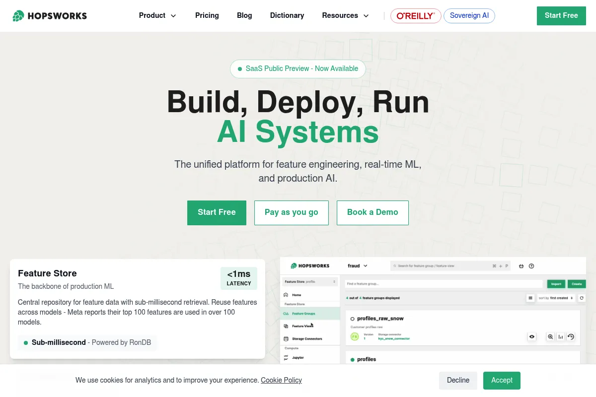 Hopsworks website preview
