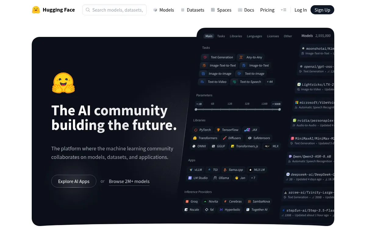 Hugging Face website preview