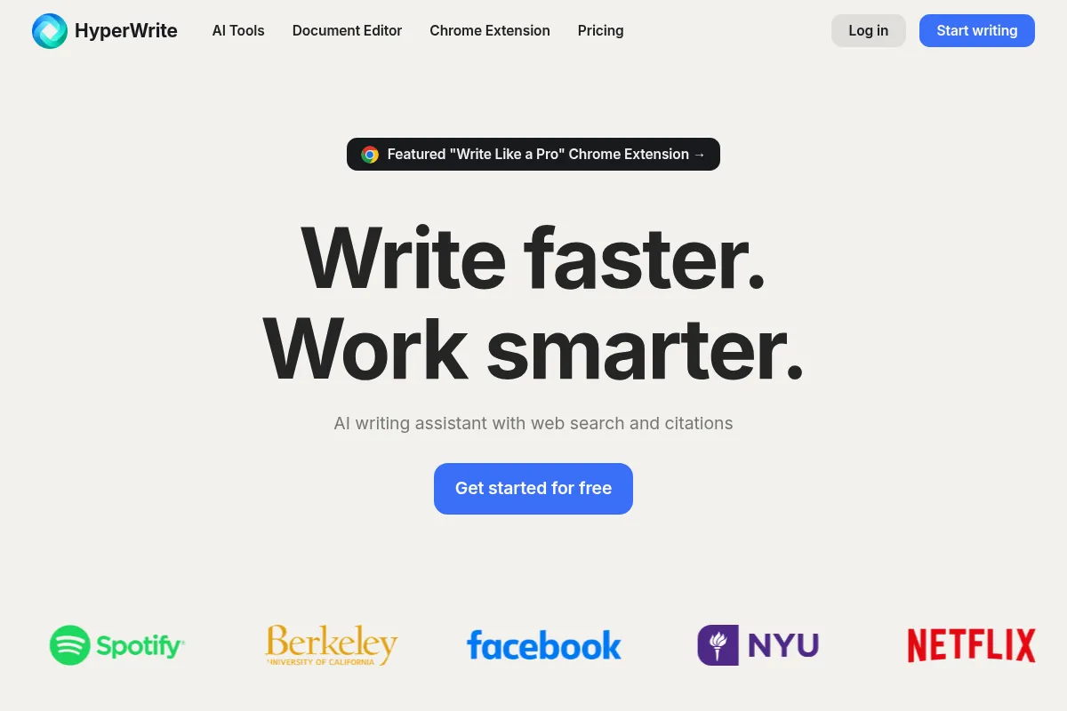 HyperWrite website preview