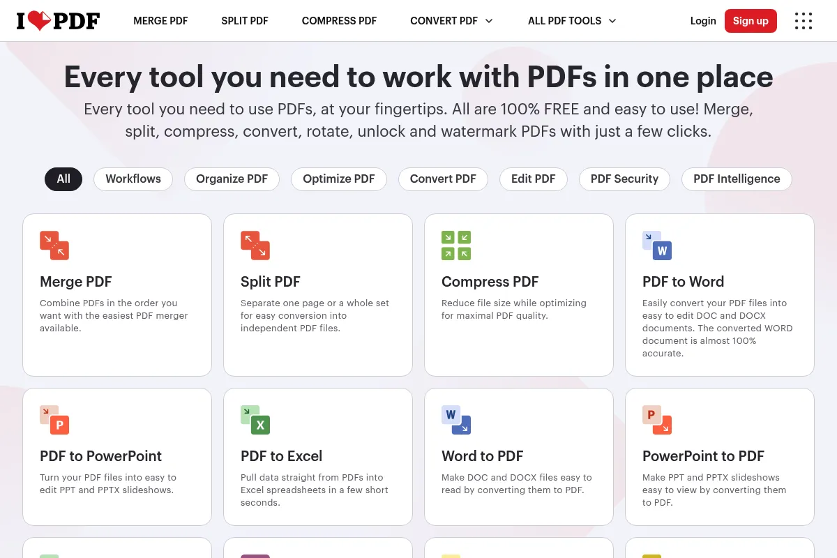 iLovePDF website preview