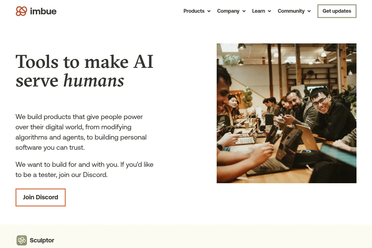 Imbue website preview