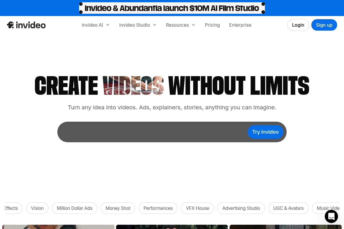 InVideo website preview
