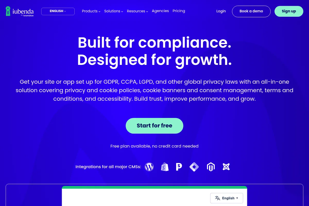 iubenda website preview