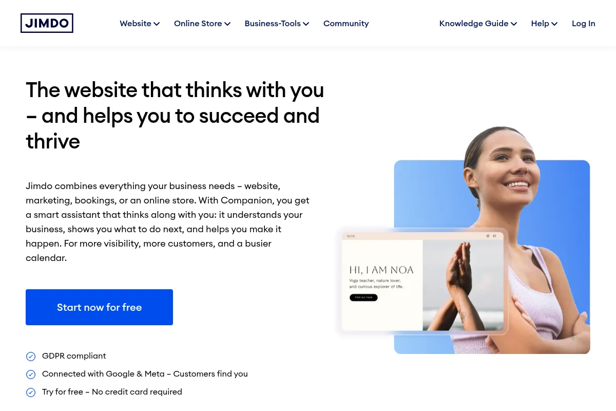 Jimdo AI website preview