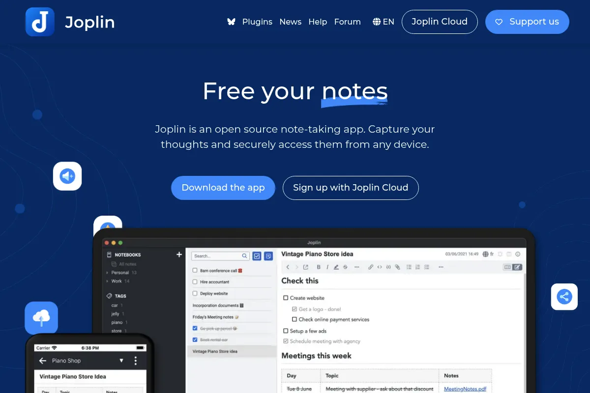 Joplin website preview