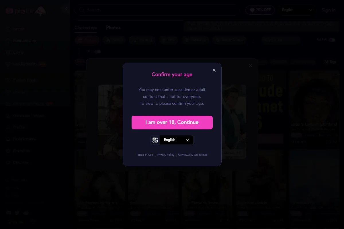 JuicyChat.AI website preview