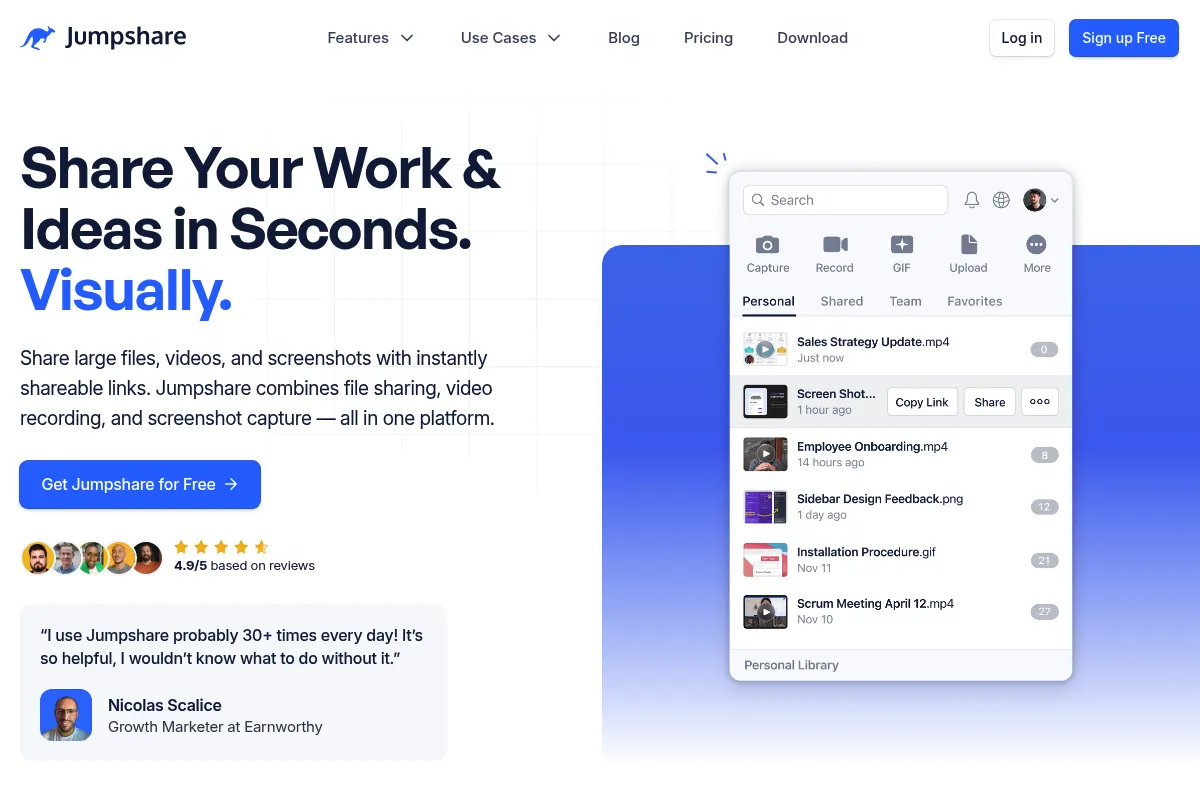 Jumpshare website preview