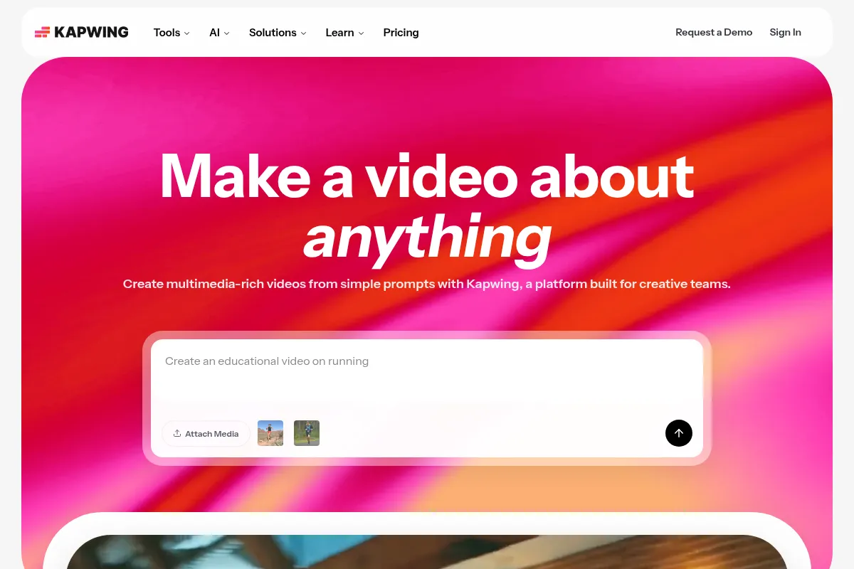 Kapwing AI website preview