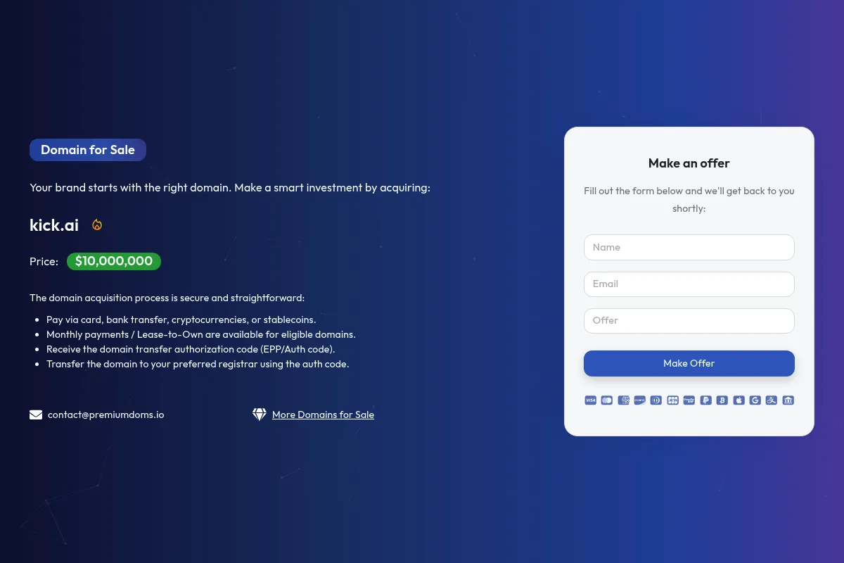 Kick website preview