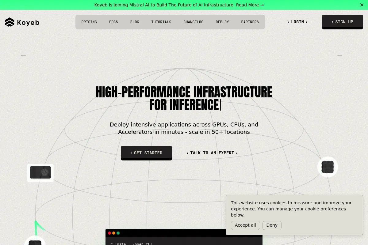 Koyeb website preview
