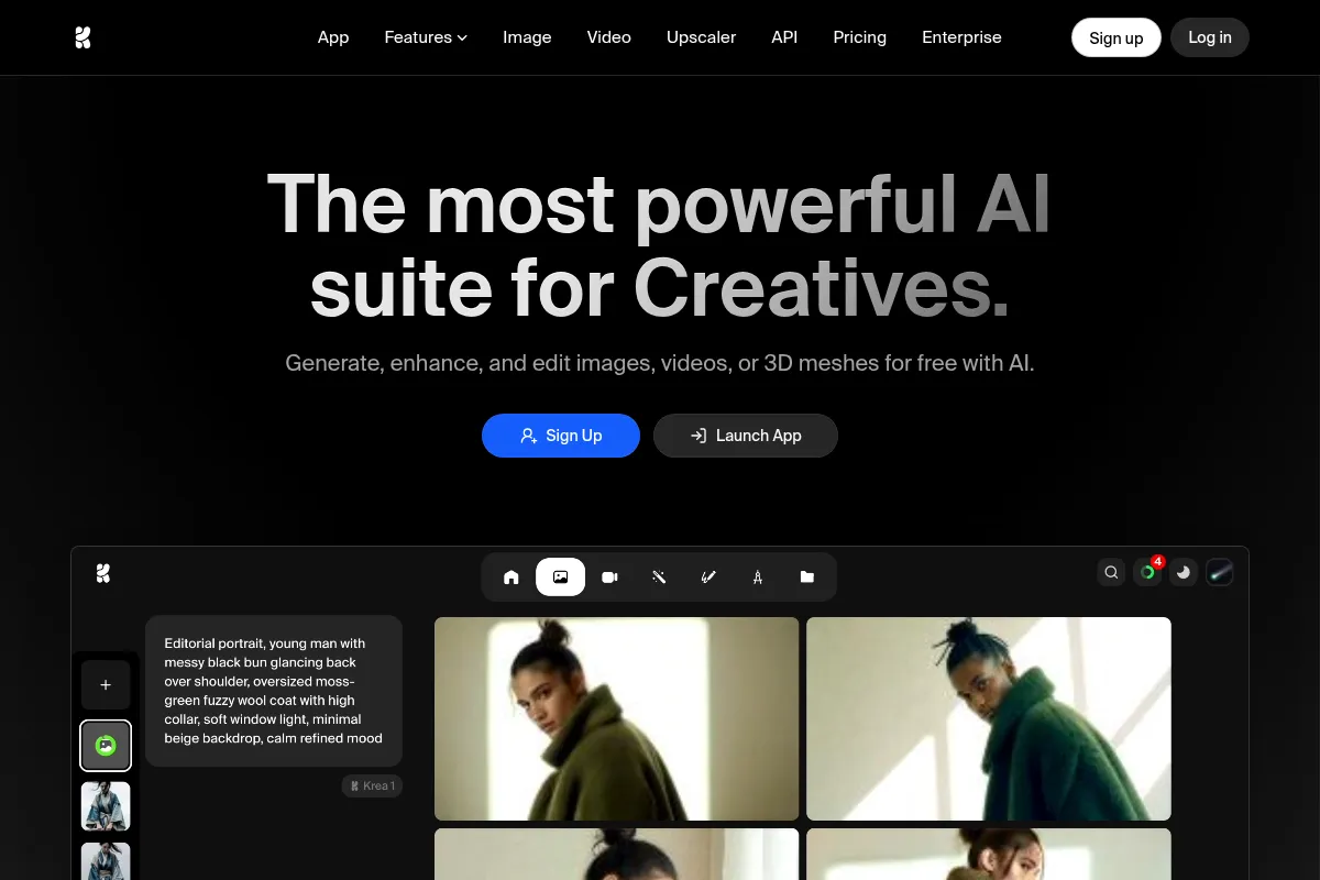 Krea AI website preview