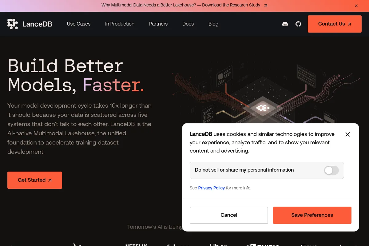 LanceDB website preview