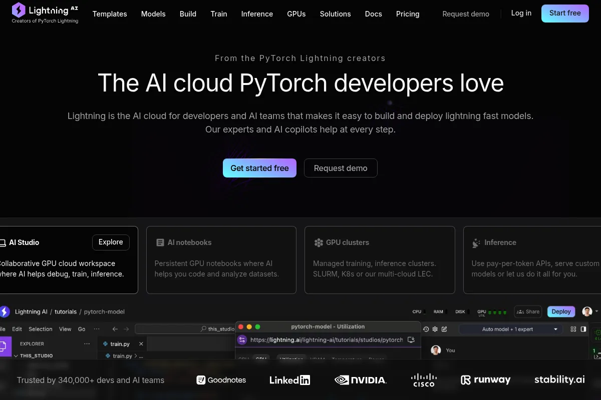 Lightning AI website preview
