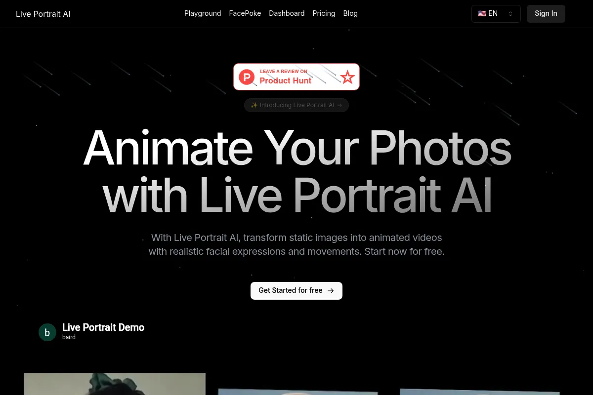 LivePortrait website preview