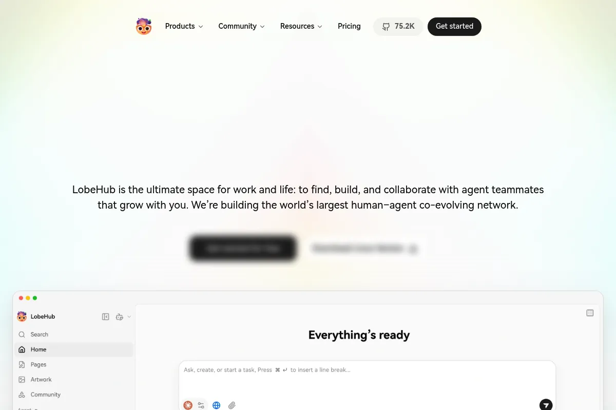 LobeChat website preview
