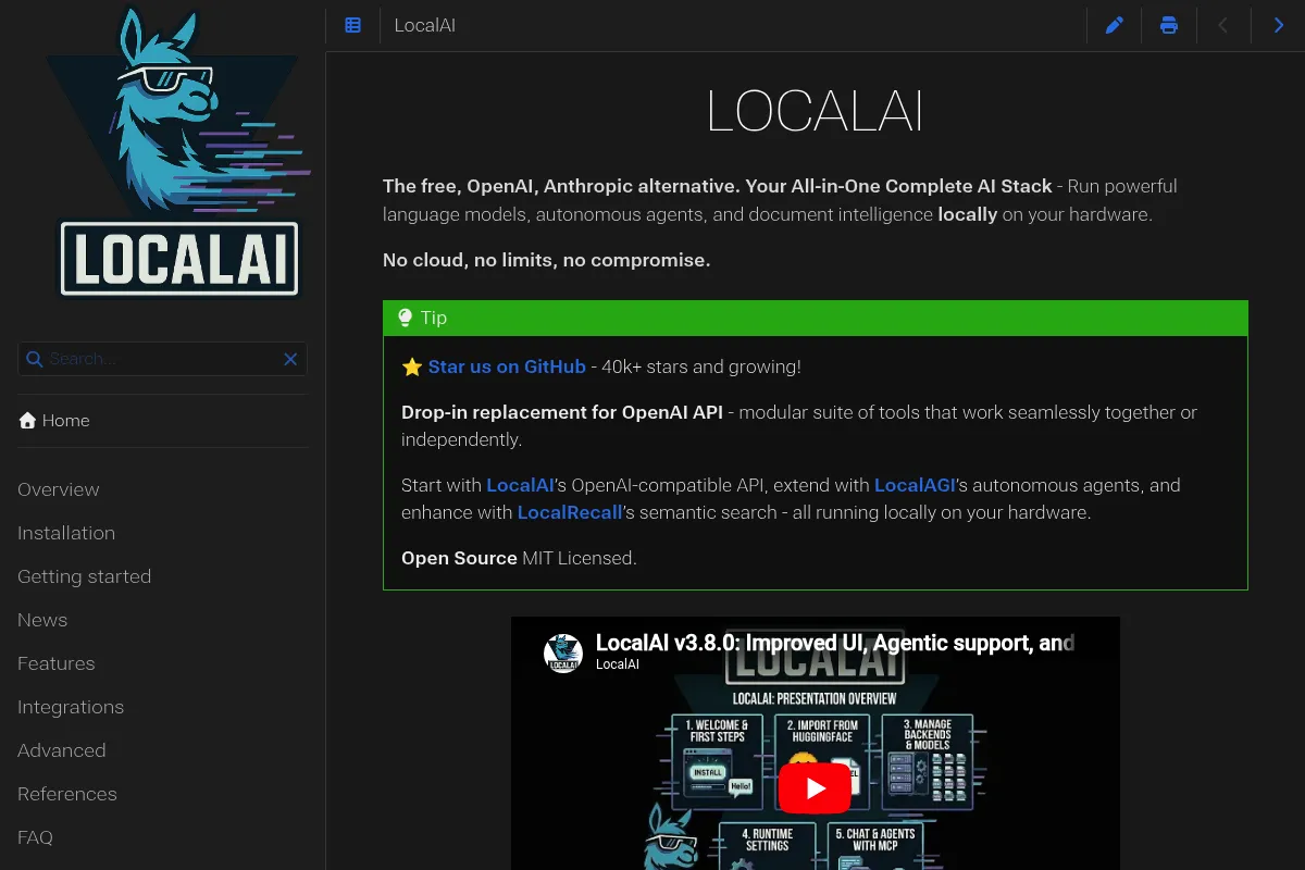 LocalAI website preview