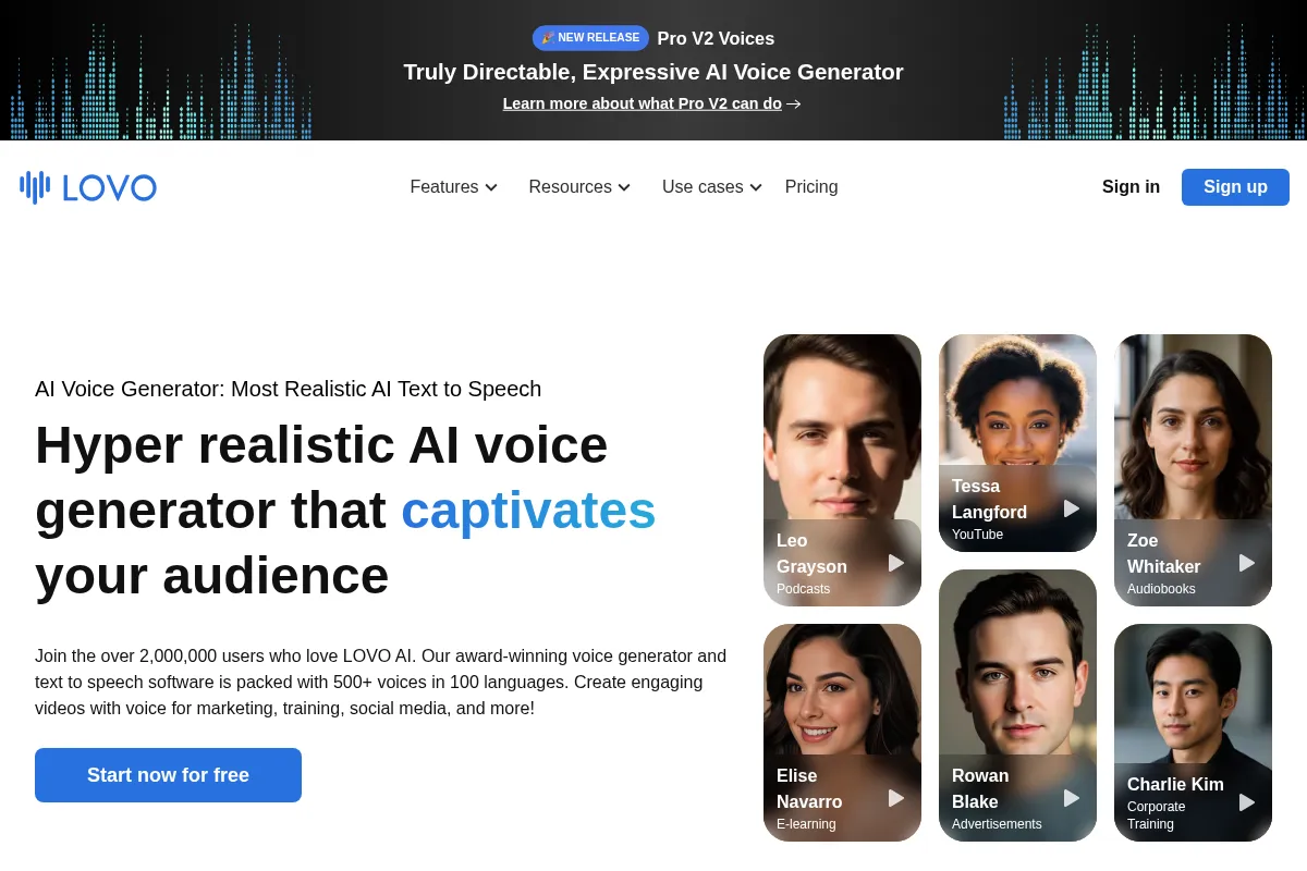 Lovo AI website preview