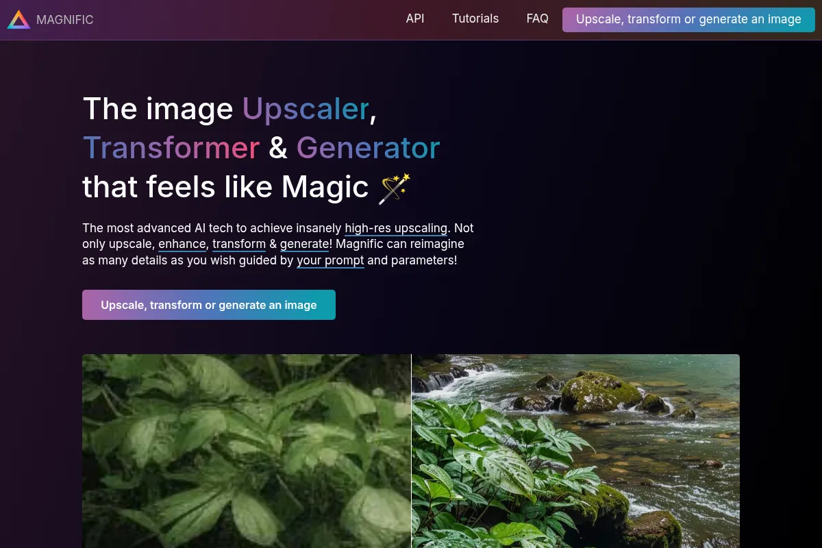Magnific AI website preview