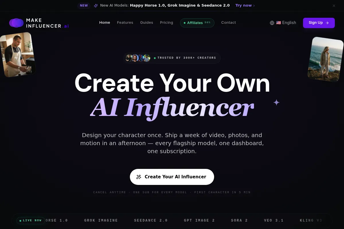 MakeInfluencer website preview