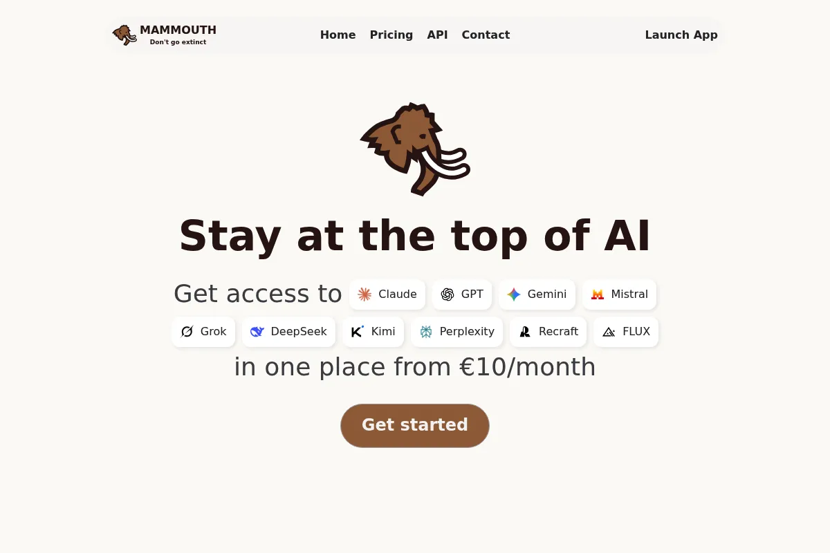 Mammouth AI website preview