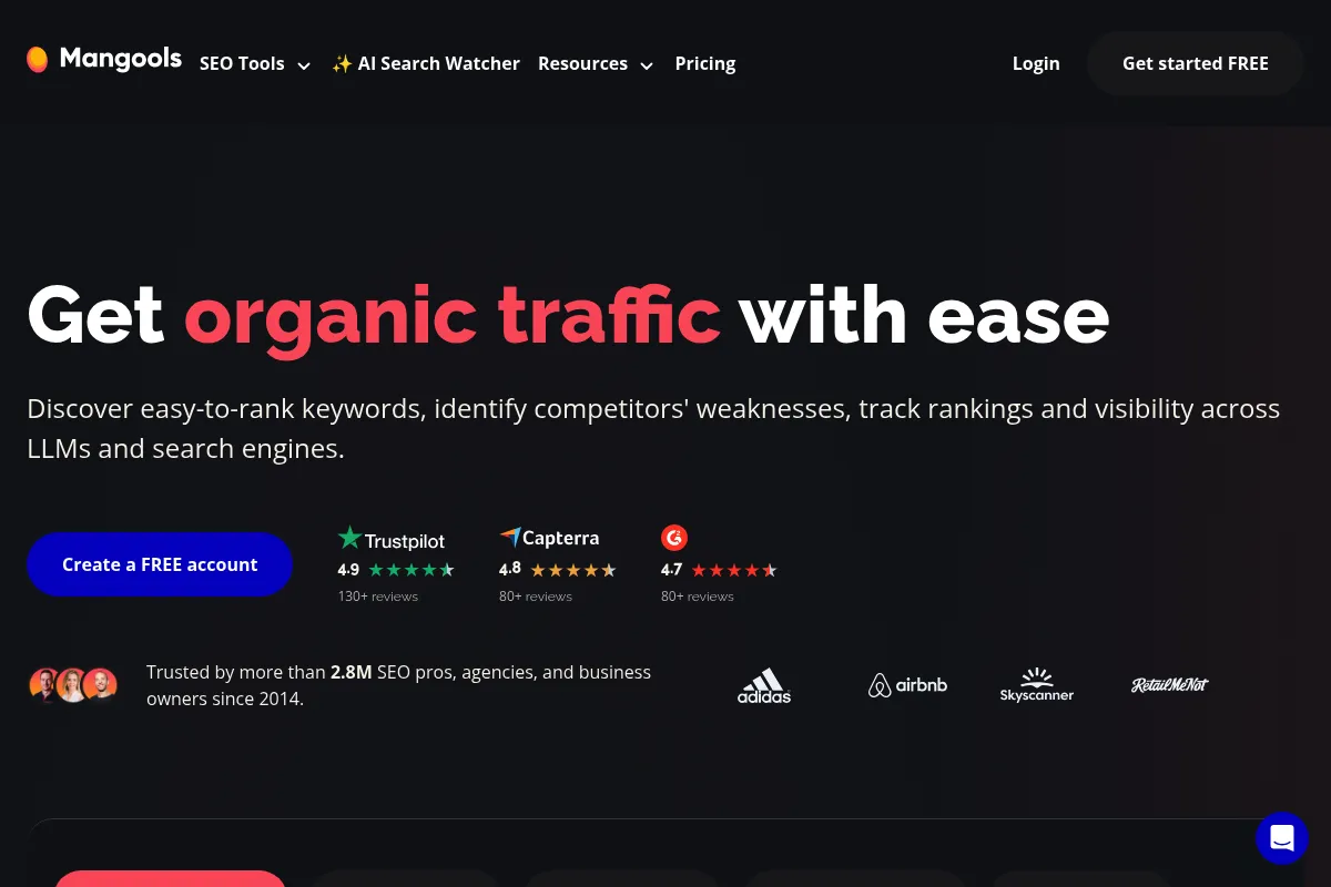 Mangools website preview