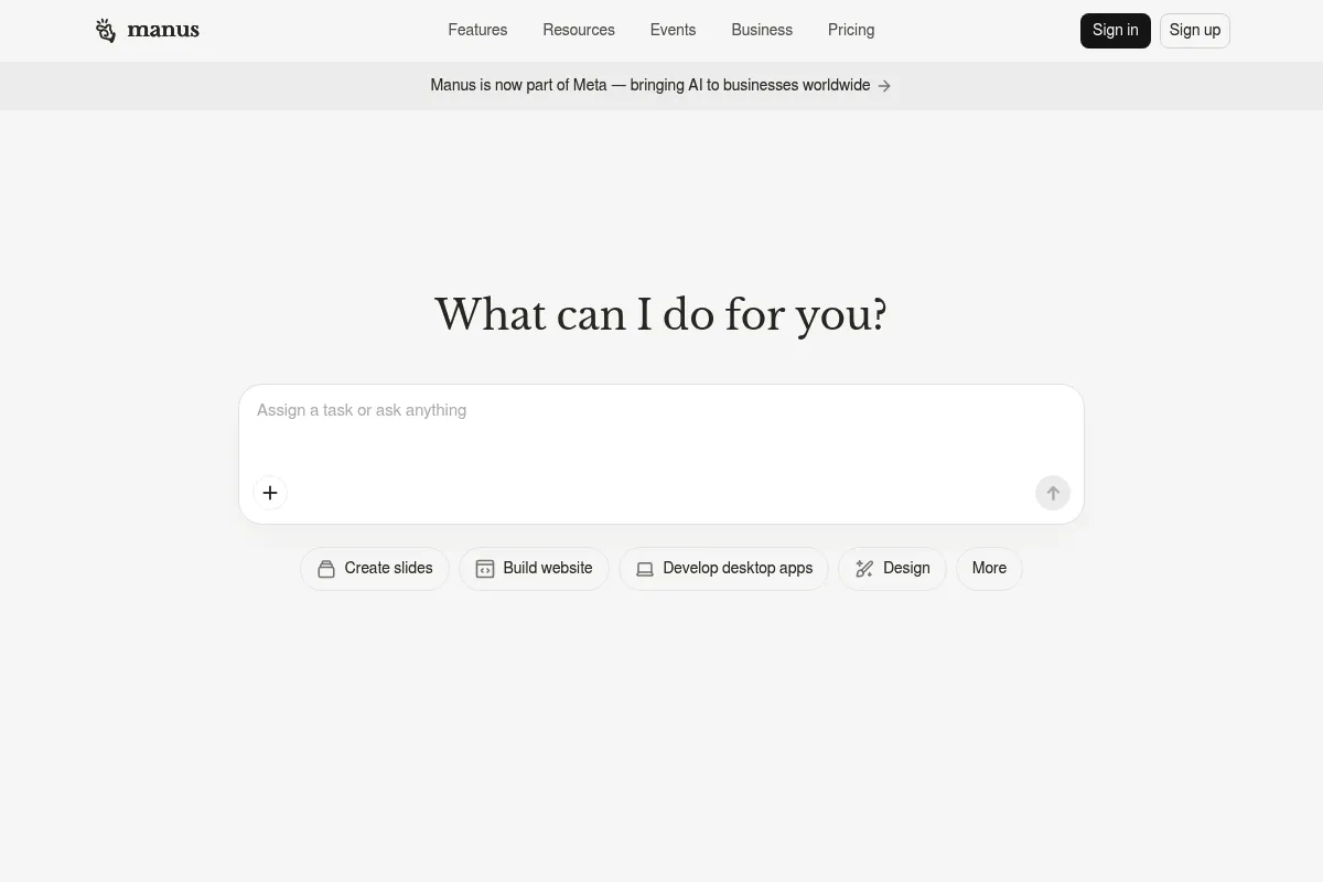 Manus website preview