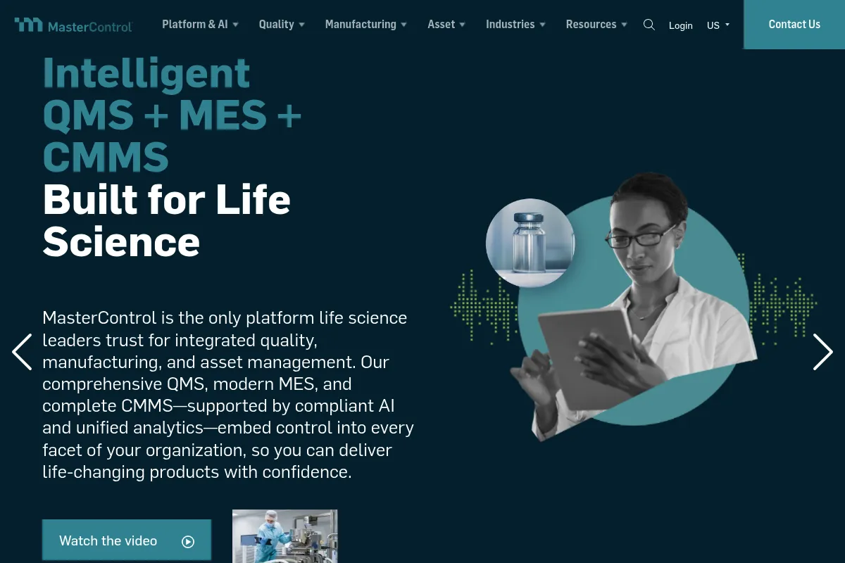 MasterControl website preview