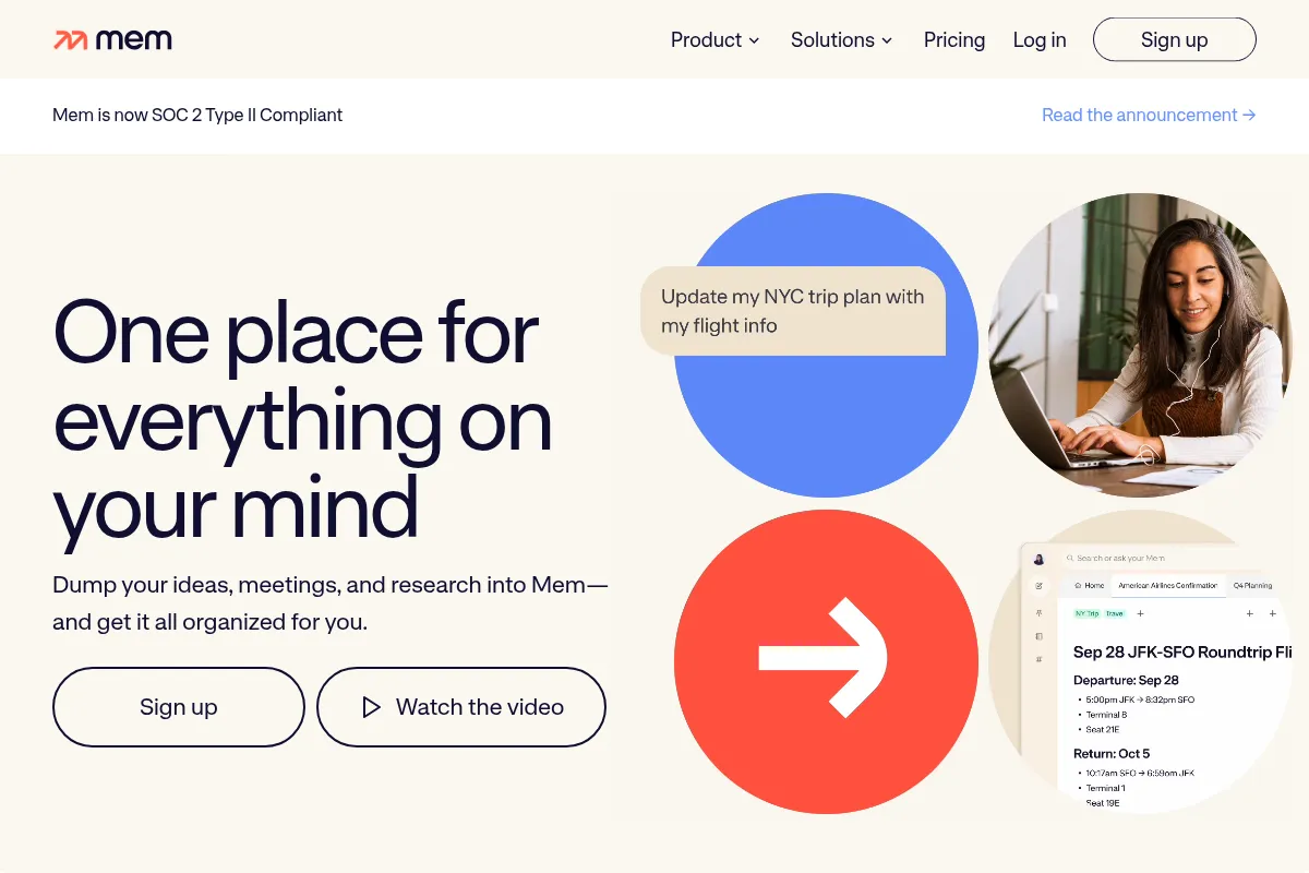 Mem AI website preview