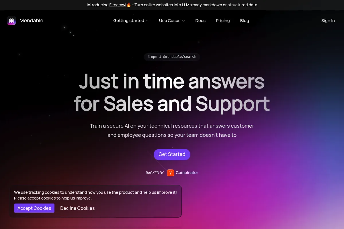 Mendable website preview