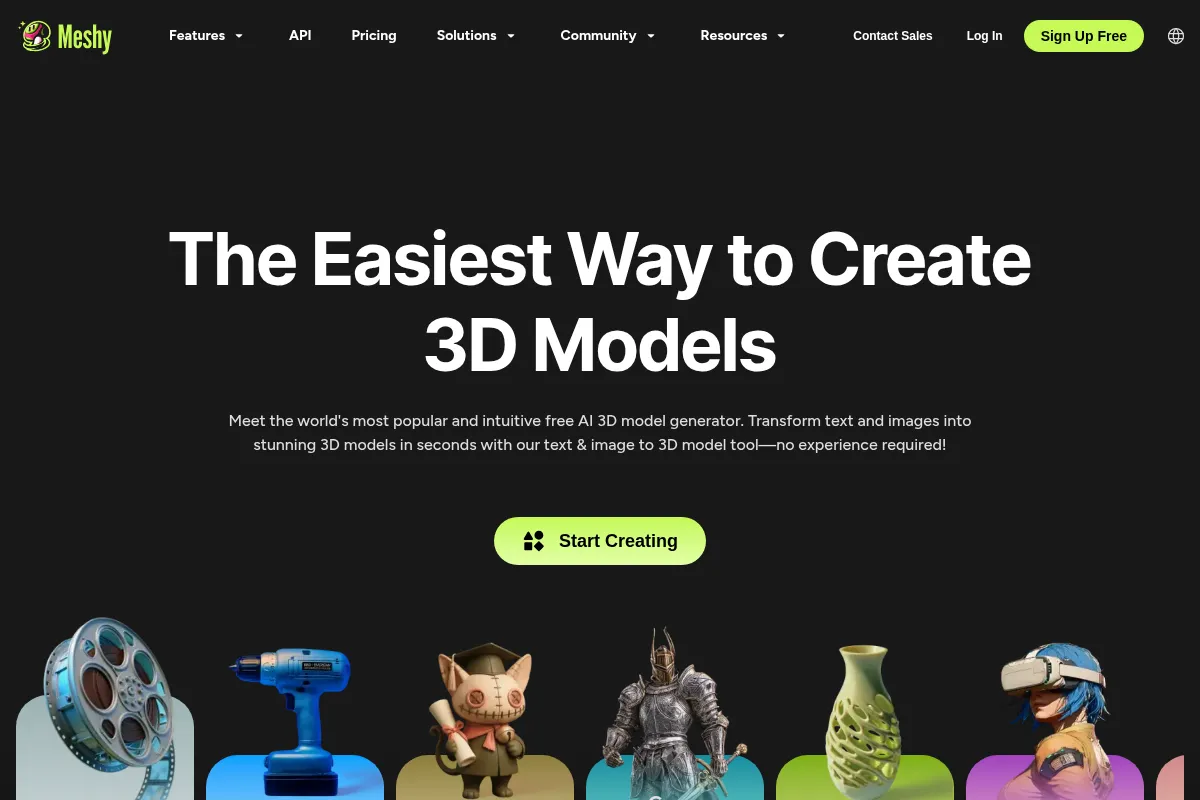 Meshy AI website preview