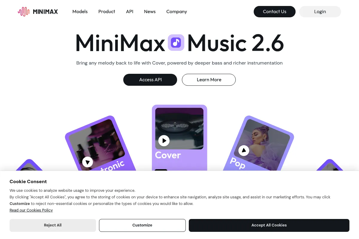 MiniMax website preview