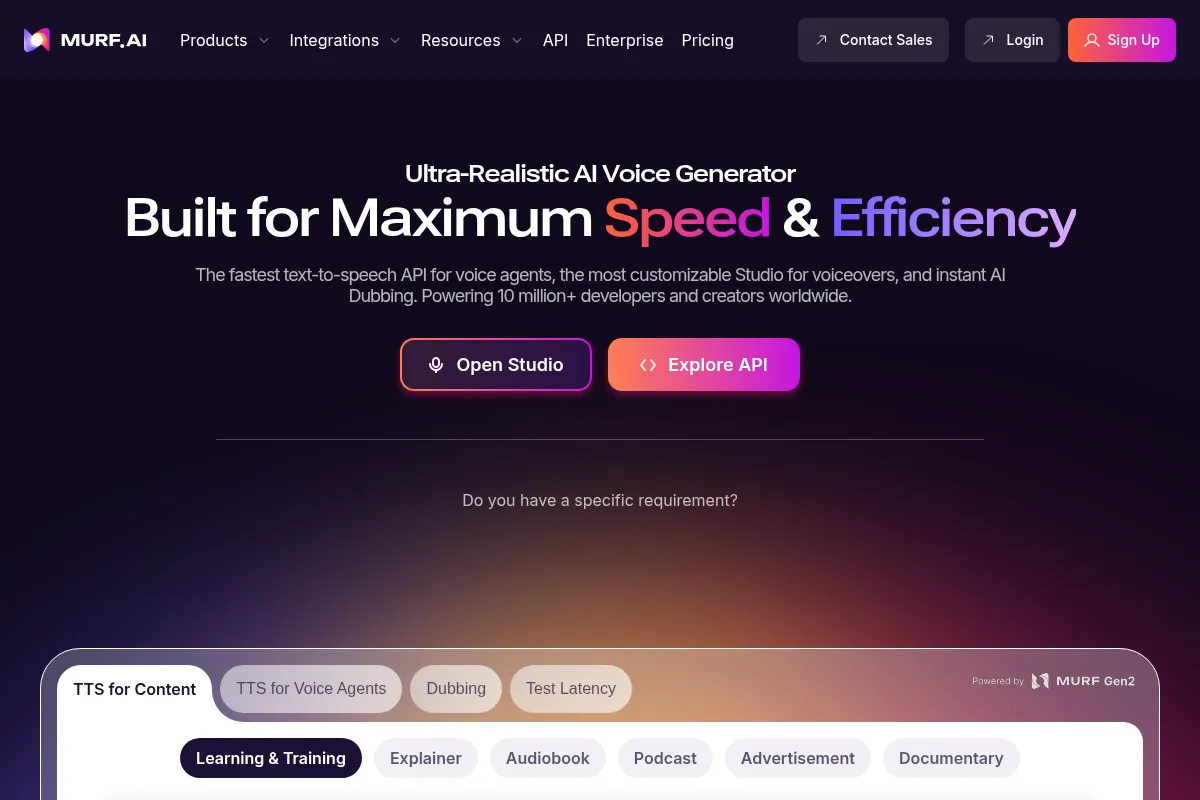 Murf AI website preview
