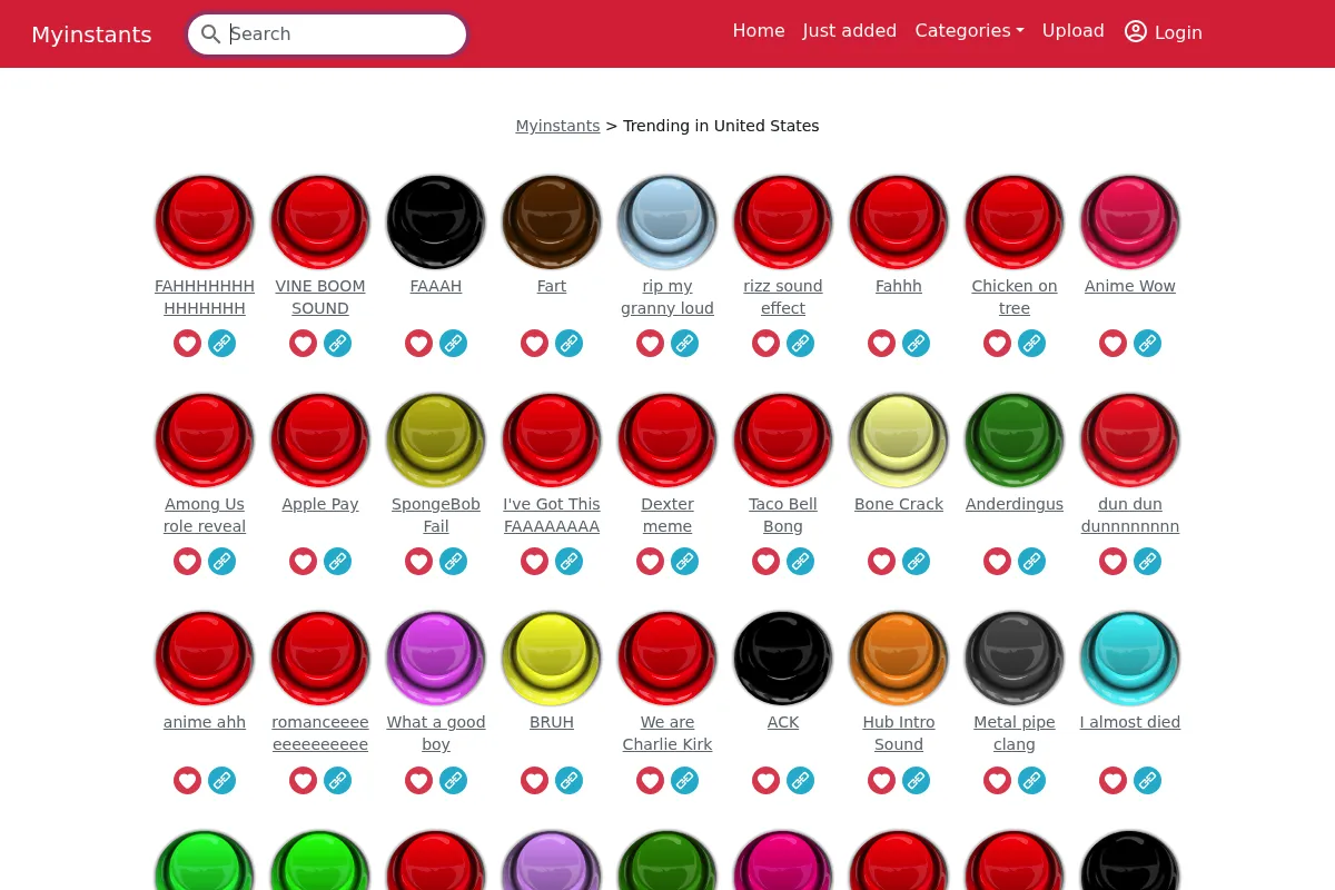 Myinstants website preview