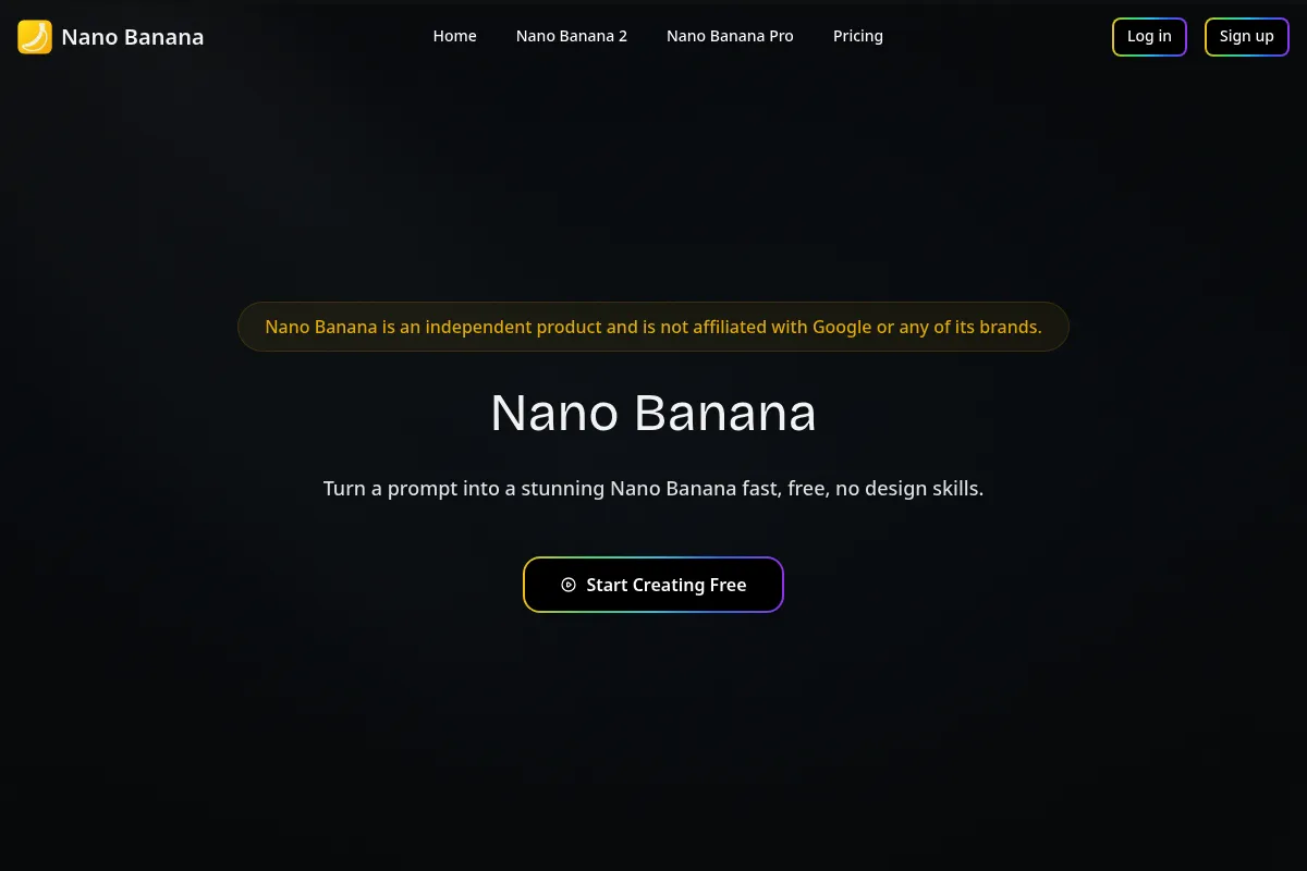 Nano Banana website preview