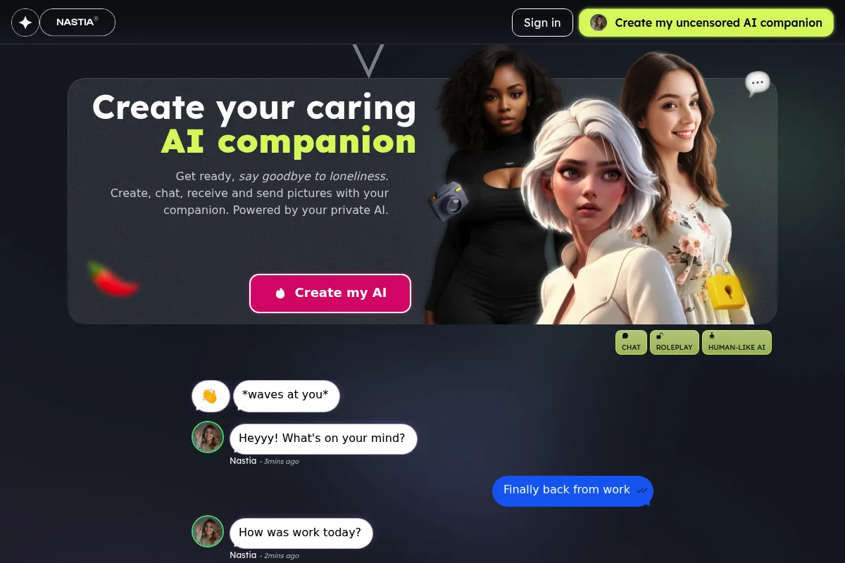 Nastia AI website preview