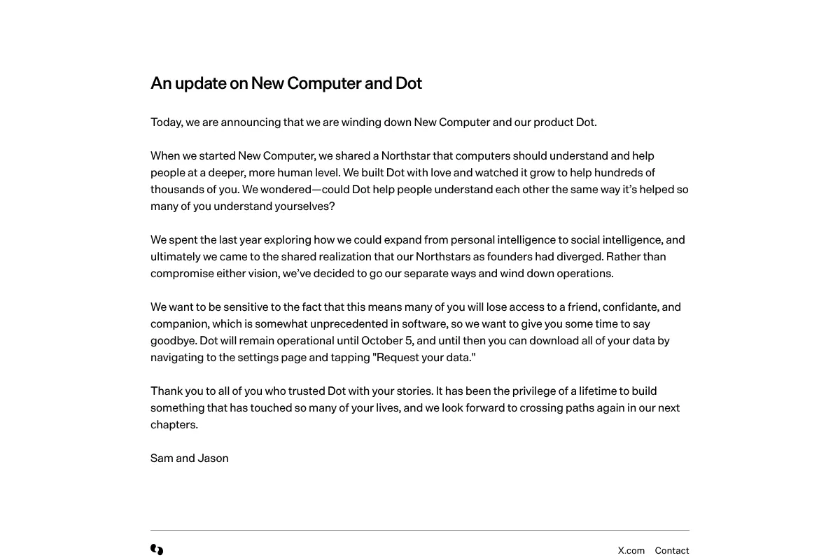 Dot website preview