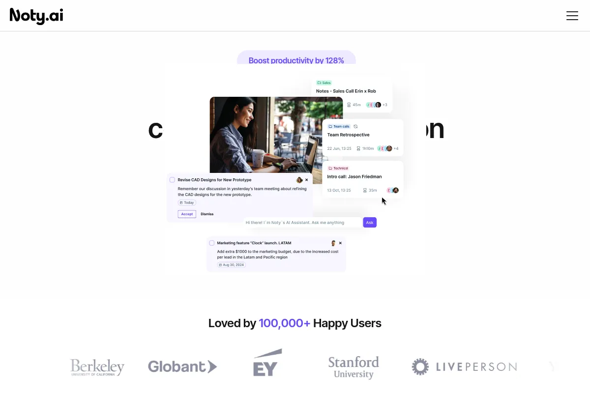 Noty website preview