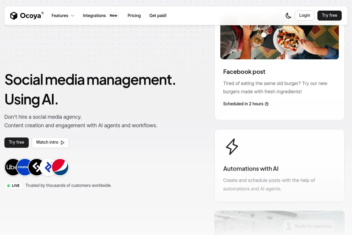 Ocoya website preview