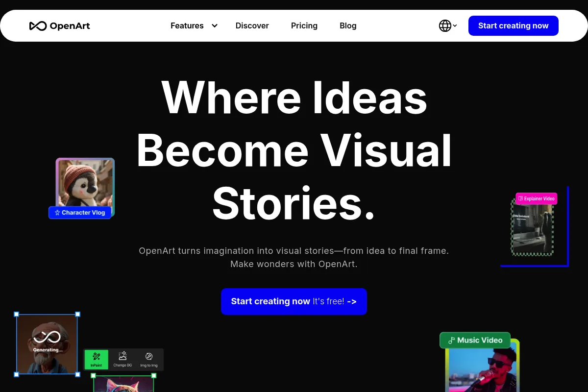 OpenArt website preview