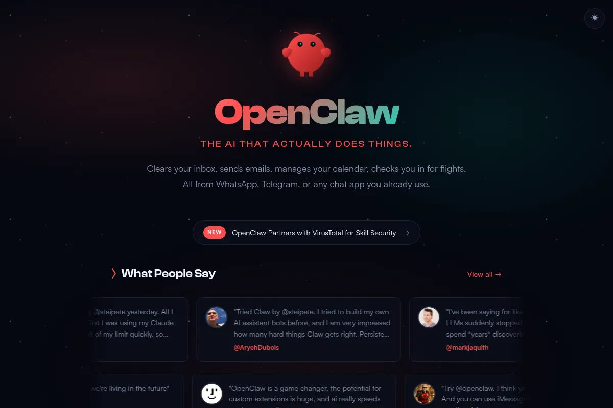 OpenClaw website preview