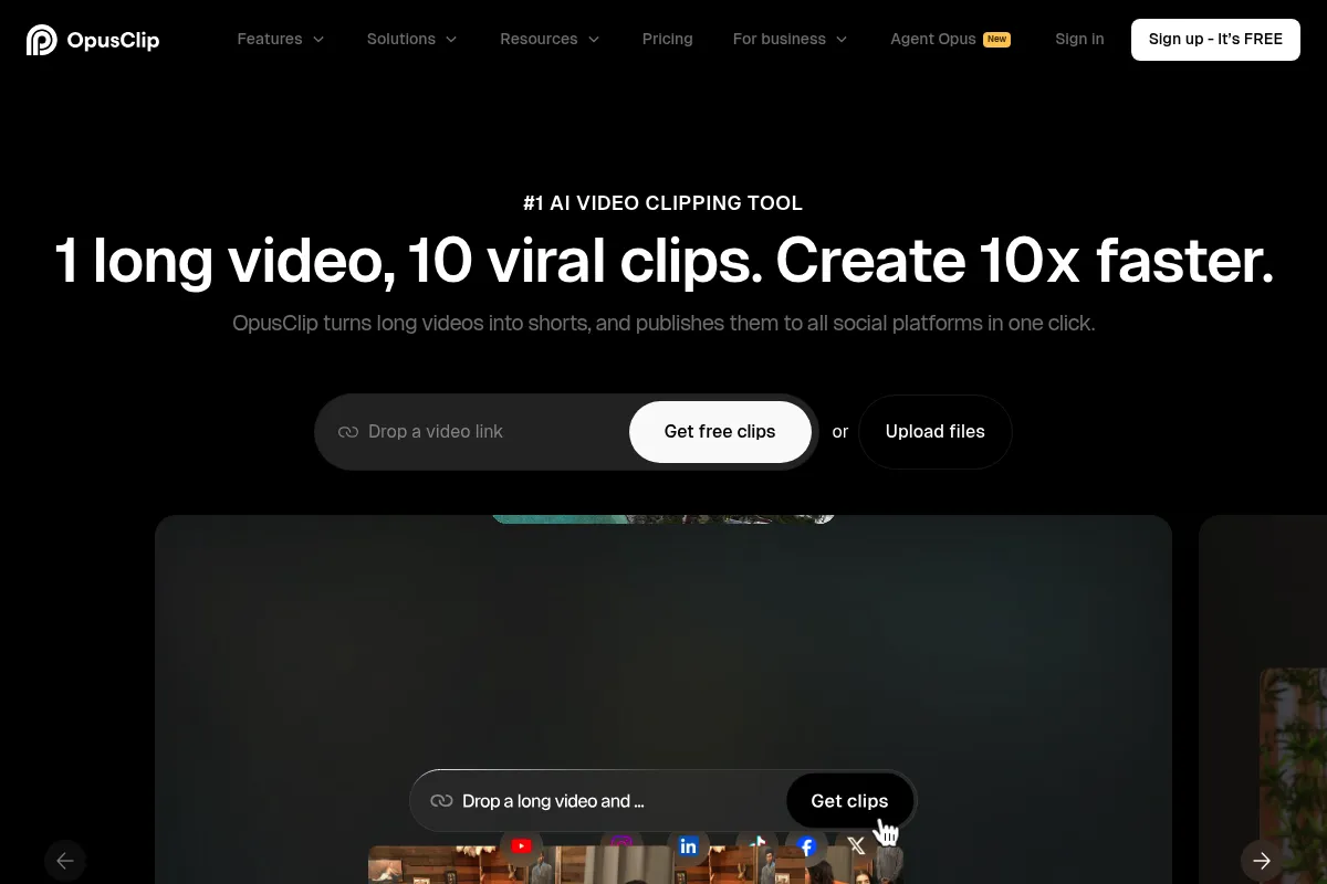 OpusClip website preview