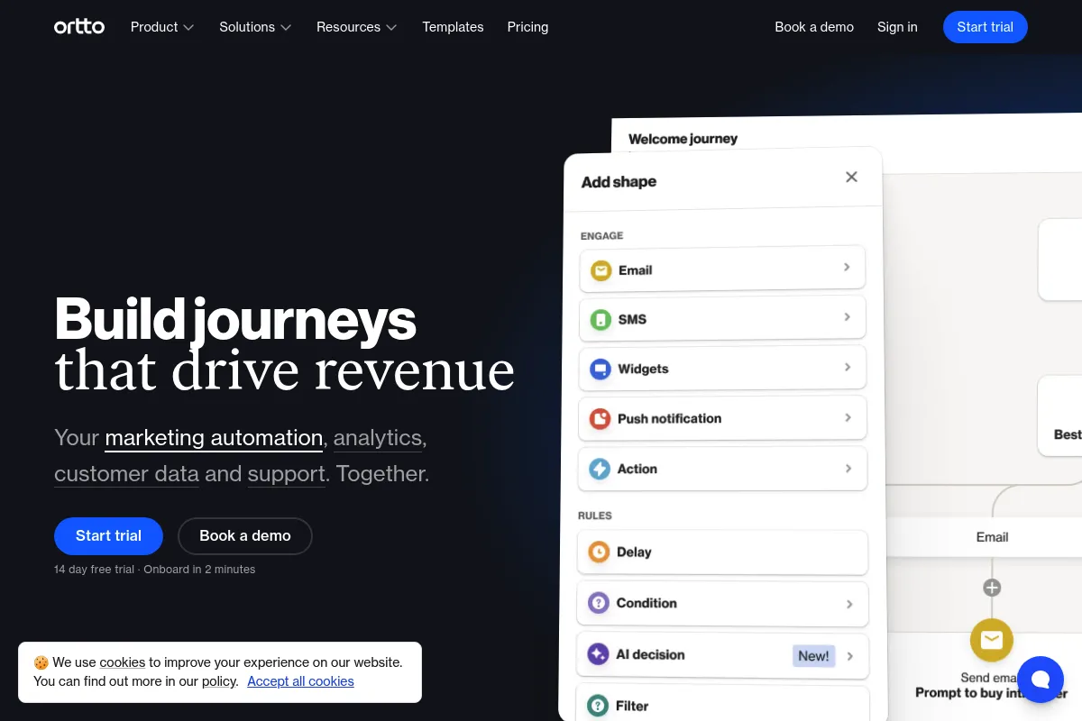 Ortto website preview