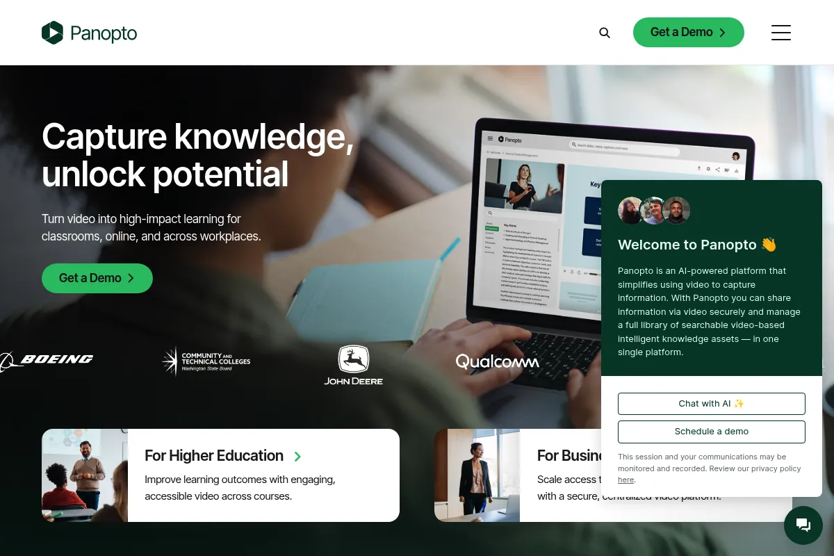 Panopto website preview